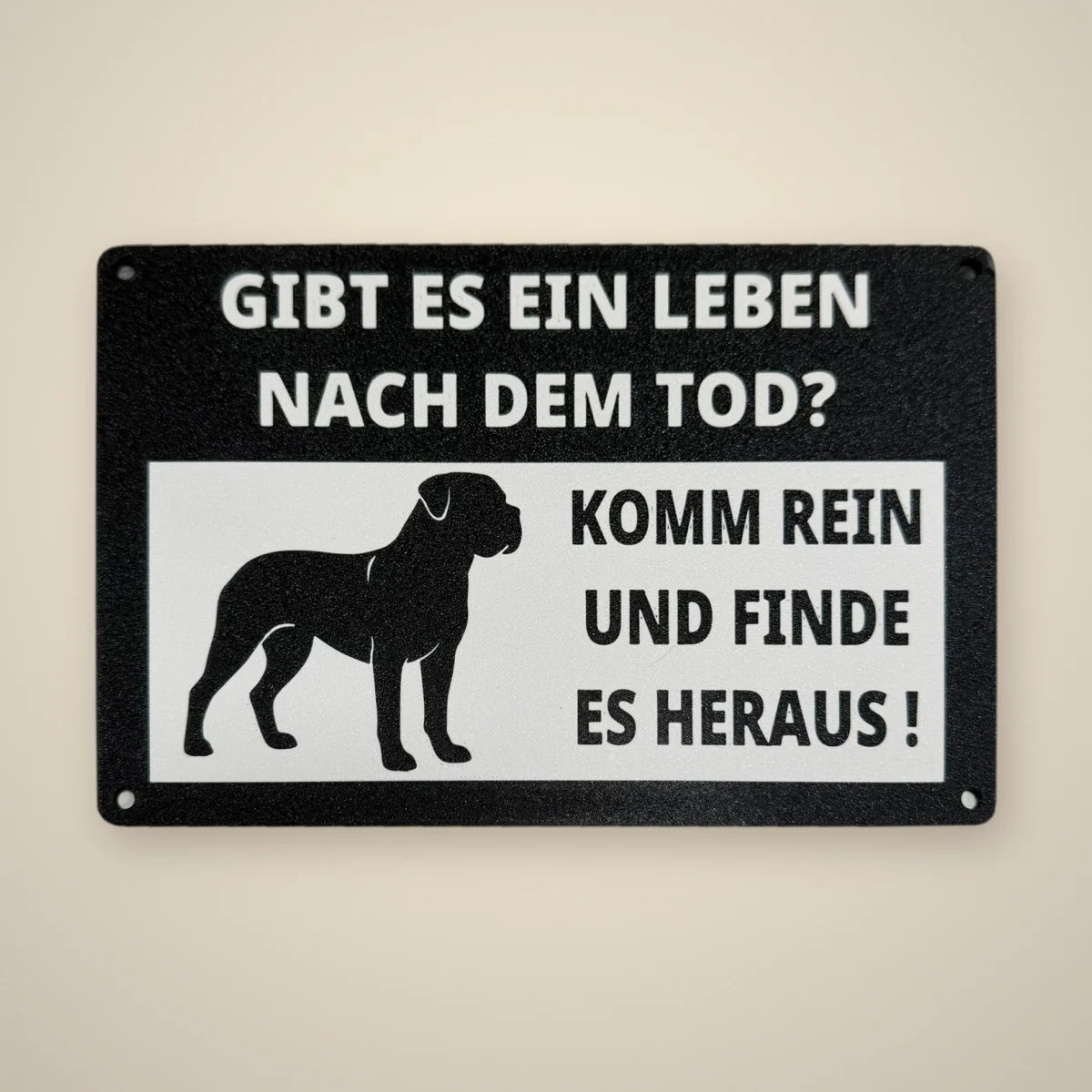 Warnschild „Gibt es ein Leben nach dem Tod?“