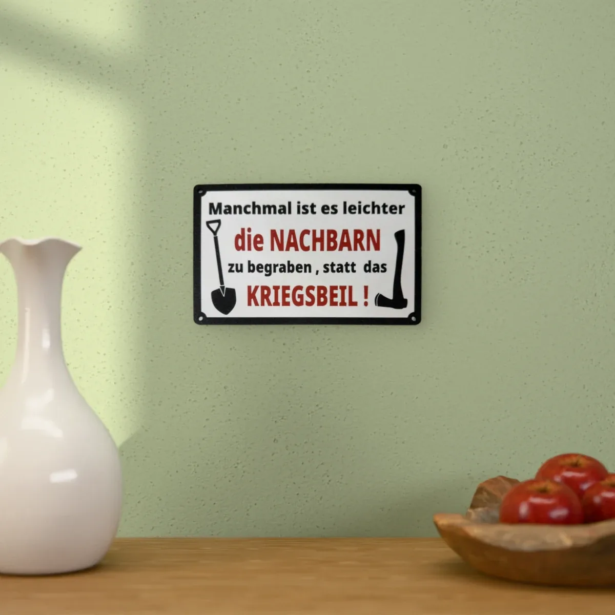 Wohnbeispiel (Symbolbild): Schild „die Nachbarn“