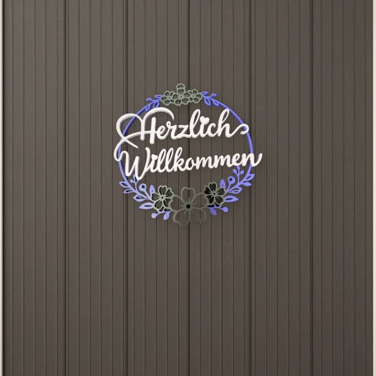 Wohnbeispiel (Symbolbild): Türkranz „Herzlich Willkommen“ floral