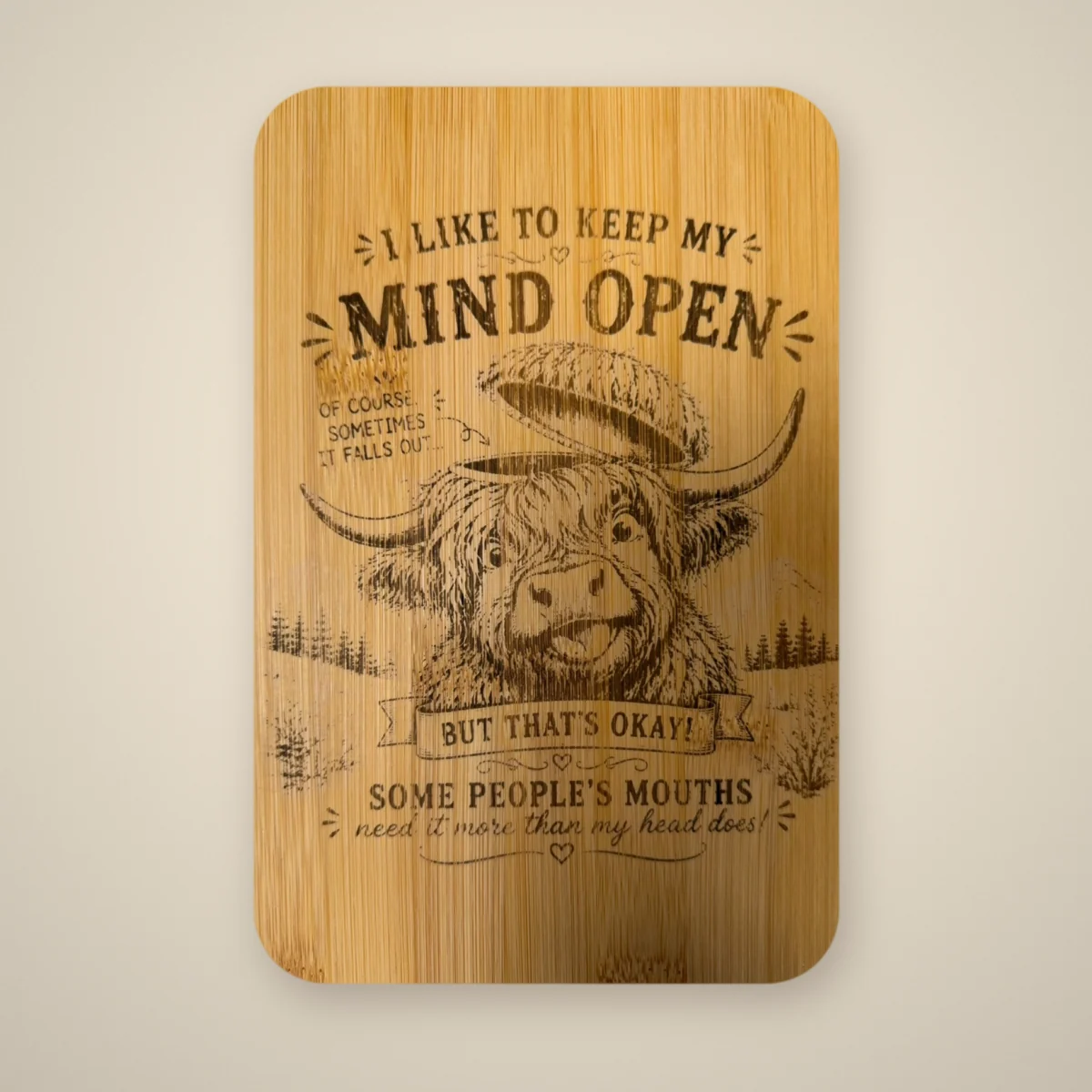 Frühstücksbrett „Mind opened Cow“